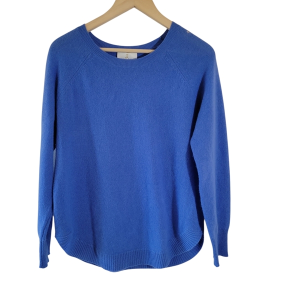 Belle France Royal Blue 2 Ply Cashmere Pullover Sweater Sz L Quite Luxury Cozy - Picture 1 of 11